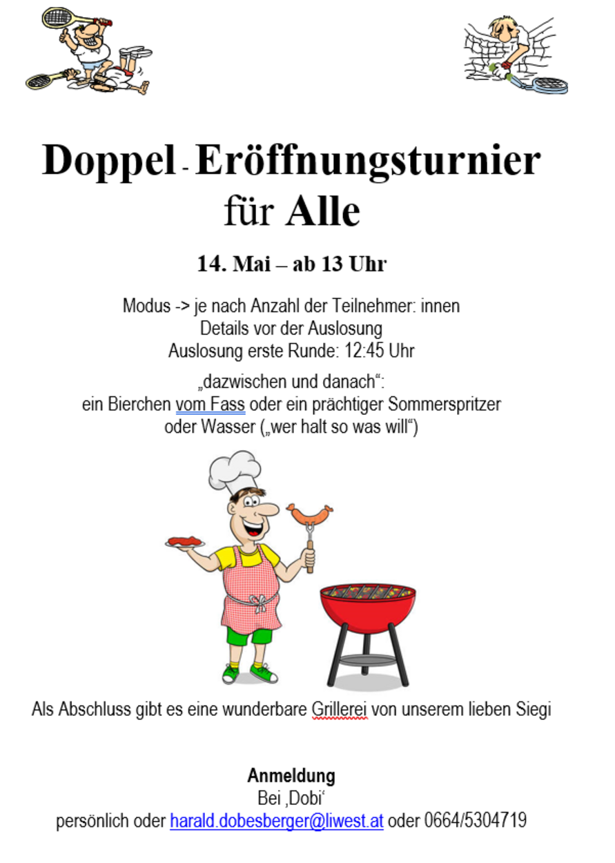 Eröffnungsturnier am Donnerstag, 14.5.